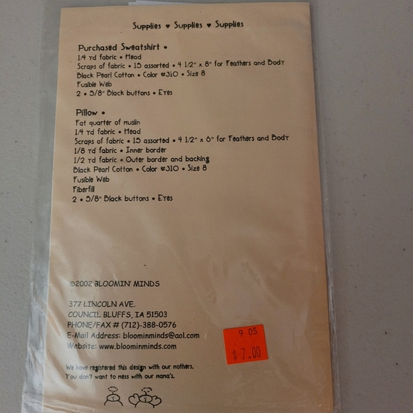 Bloomin Minds Strutting Tom Turkey Applique Pattern  (Vintage) - Picture 3 of 3